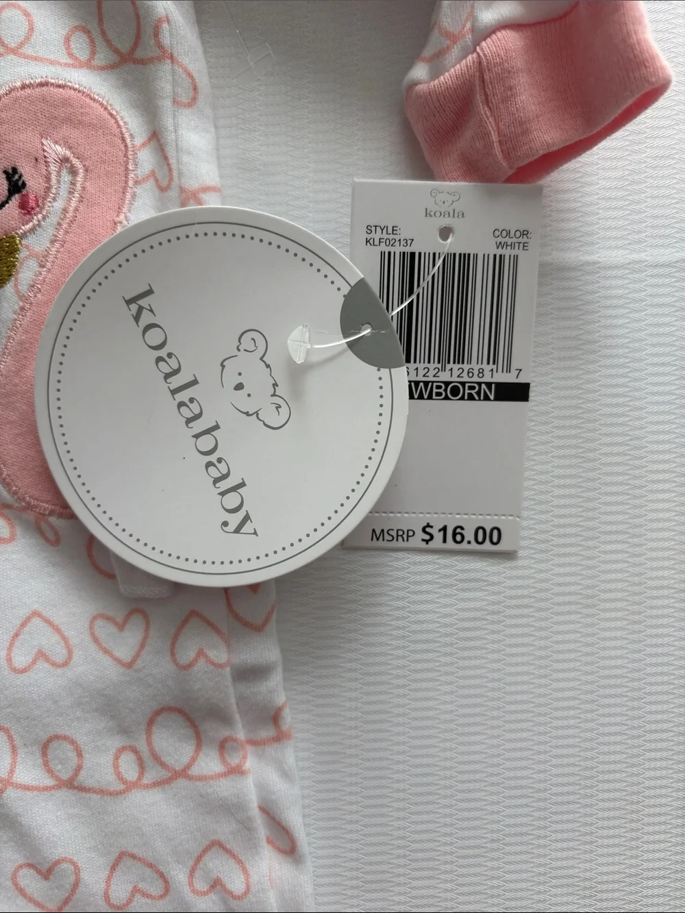 Koala Kids Pink & White Heart-Print Baby Footed One-Piece
